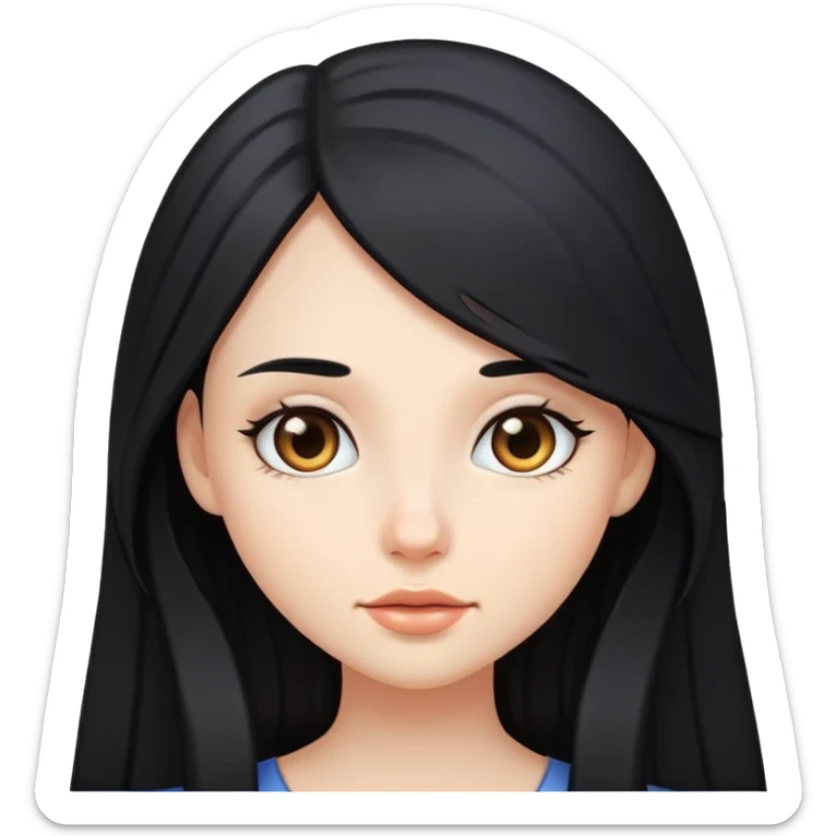 Девушка с длинными волосами чёрными sticker