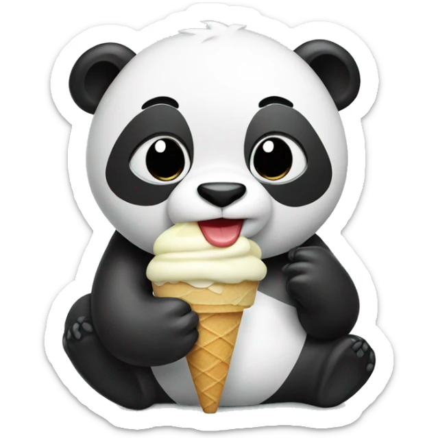 Panda eating ice cream sticker