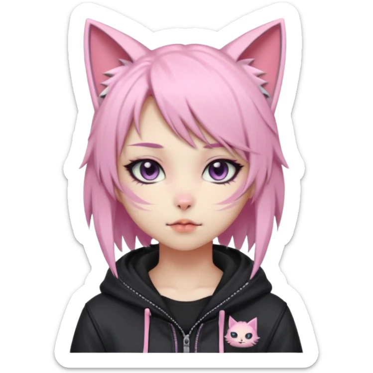 Edgy Kawaii Cute Cool Pastel Cartoon Beautiful Elegant Pretty Anime Punk Techwear Gothic Catgirl sticker