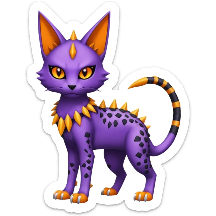 Punky gothic edgy badass spiked scaley Bastet-Gatomon-Digimon-Fakémon-Pokémon-creature (full body) sticker