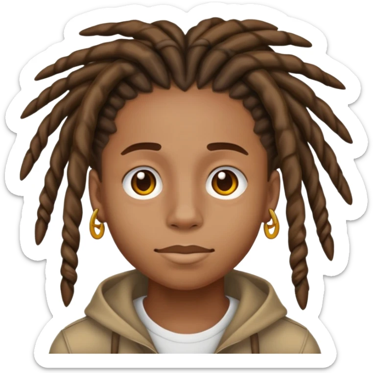 Creat an apple style emoji of a african american teen with hightop dreads sticker