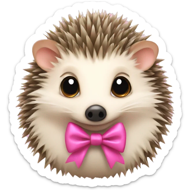 hedgehog with a pink bow sticker