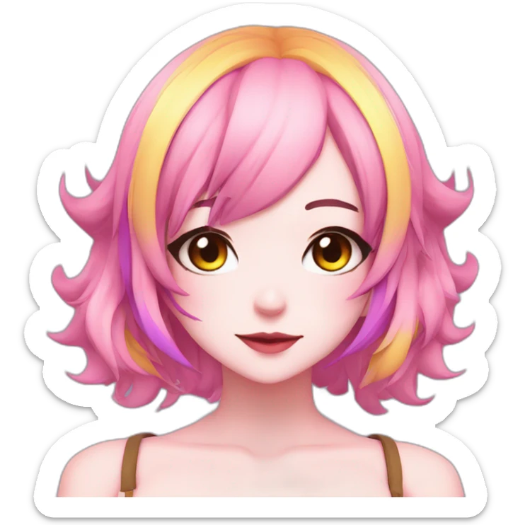 vinsmoke reiju, naughty girl, anime styled, colourful makeup, dressed in cosplays sticker