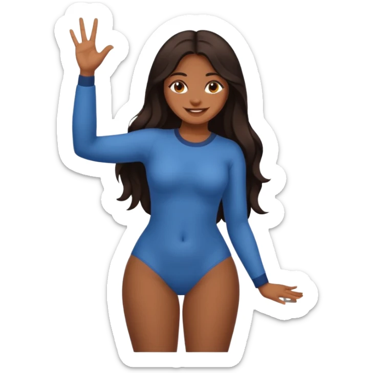 full nude, big butt, brown skin sexy girl, long dark hair, full body, sexual pose, showing "V" with fingers sticker