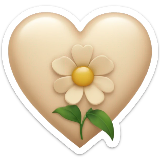 Beige heart with a flower sticker