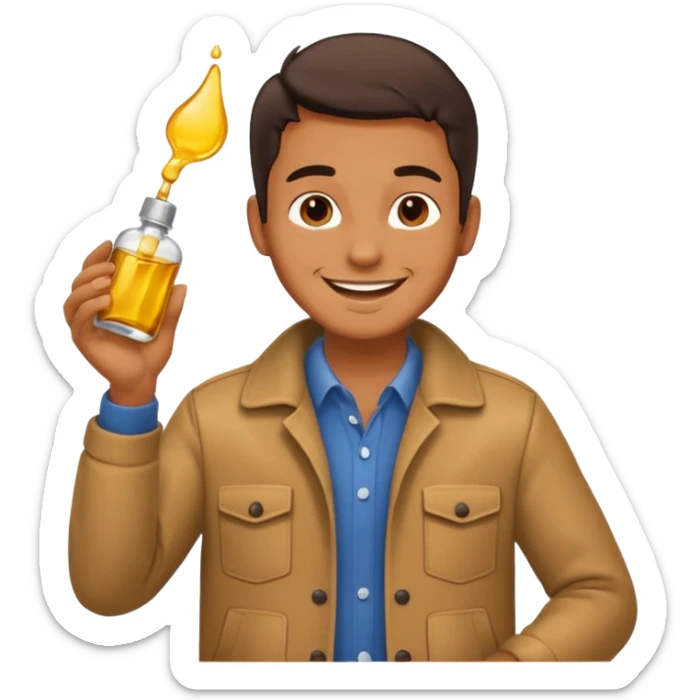oil massage emoji men wearing clothing and applying oil sticker
