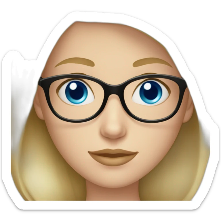 A Russian Girl with Blue eyes, Rose glasses and Blond hair sticker