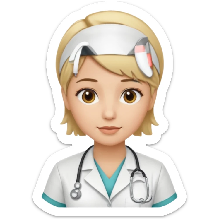 Hot nurse blonde wild short hair, Brown-blonde highlights 
 sticker