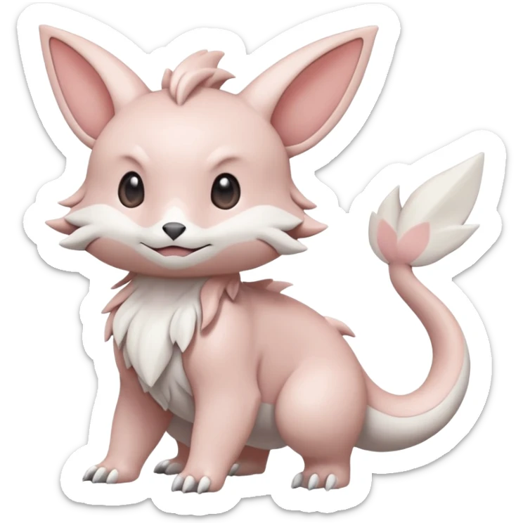 White pastel whitish soft natural realistic romantic vintage antique divine beautiful elegant pretty precious cute young youthful  Fakémon-Pokémon-hybrid-creature sticker