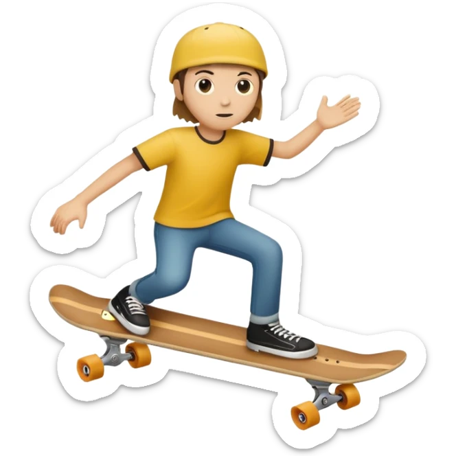 Persona hecha de palitos sobre un skate también hechos de palitos y que sea muy minimalista  sticker