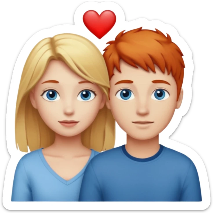 Blonde pretty girl with blue eyes, and taller red haired boy in love with each other sticker