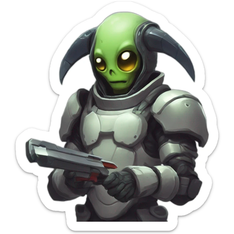 let him cook alien emoji scifi roguelike rpg style inspired by slay the spire digital art sticker