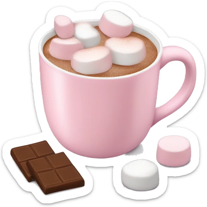 Light Pink mug of hot chocolate with marshmallows  sticker