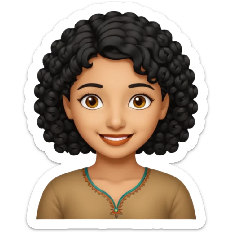 Indian fat girl south Indian curly short black hair tan skin sticker