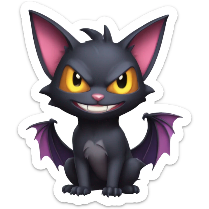 Cool Cute Edgy Bat-Cat-Noivern-Noibat-Litten-Pokémon-Fakémon-hybrid sticker