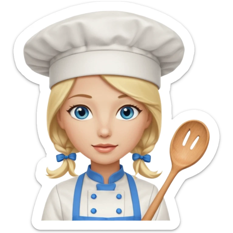 Sexy Long Blonde hair blue eyed female chef sticker