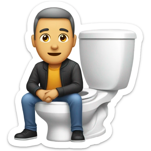 man’s head coming out of a toilet but driving a car sticker