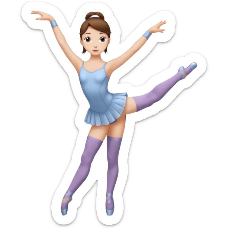 Ballet dancer in over the knee socks, leotard and long brown hair sticker