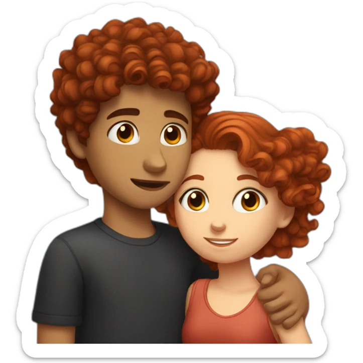 boy-with-dark-hair-kissing a girl with curly red hair sticker