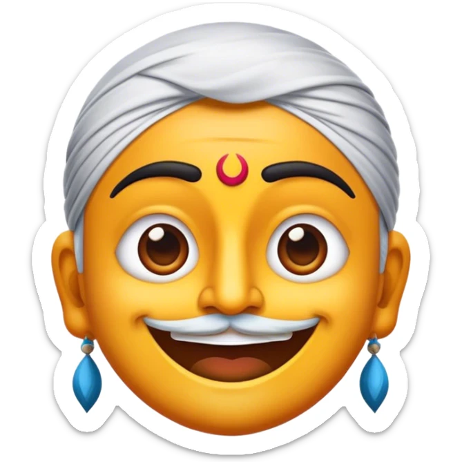 Cinematic Realistic Bollywood Pop Culture Emoji, featuring an energetic portrayal of Indian cinema rendered with dynamic textures and lively, colorful lighting. sticker
