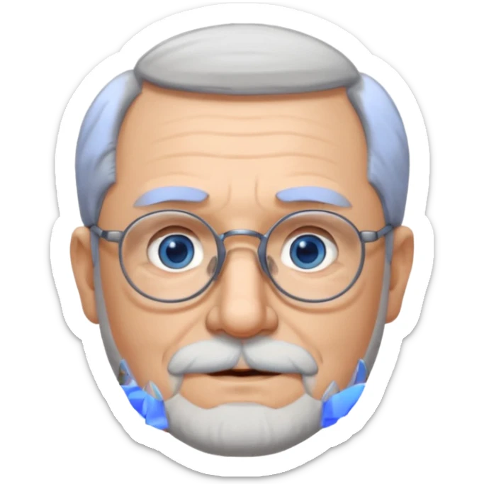 Create me an emoji of an old man. Gray short size hair. Gray beard. Glasses. Blue eyes sticker