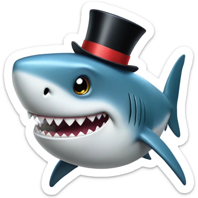 Shark with a top hat sticker