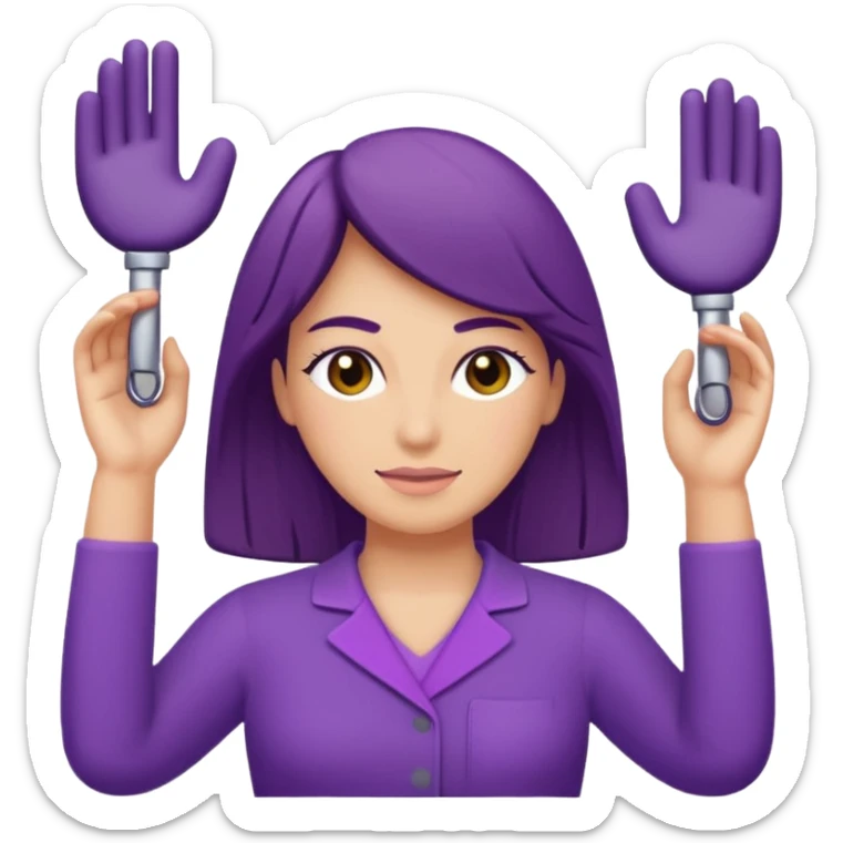 emoji de camilla de valoracion de fisioterapia color morado  sticker