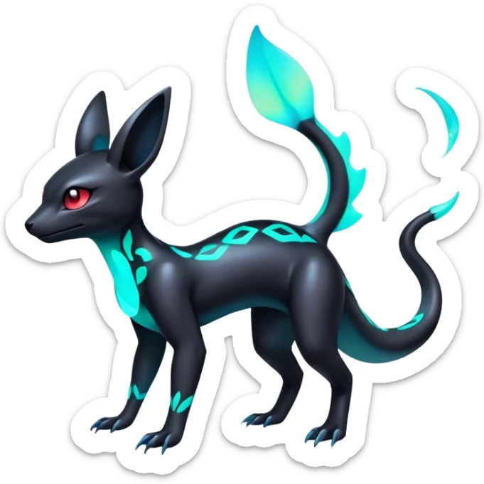 Dark Edgy Pastel Colorful Glowing Nano Neon Shiny Salandit-Umbreon-Fakémon-hybrid-creature (full body)  sticker