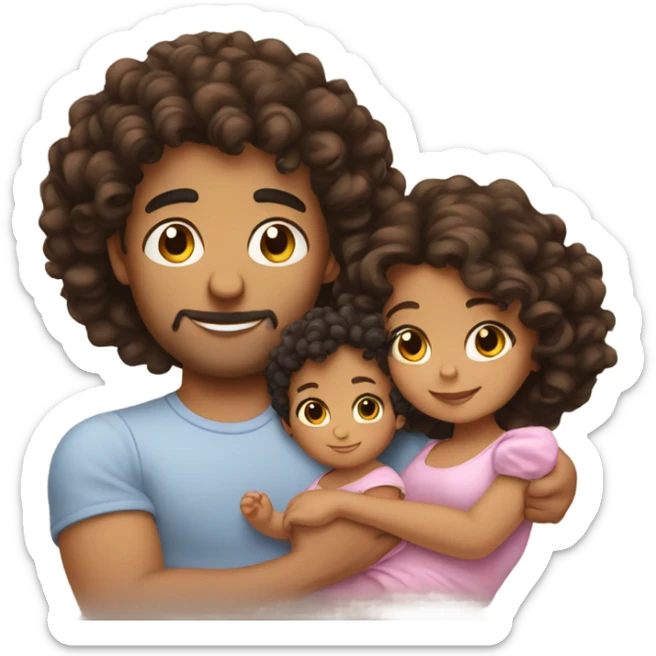 Curly hairs Hispanic couple with curly hair baby girl sticker