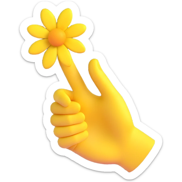 yellow hand making the 'OK' gesture with a small flower on the wrist, 3D emoji style sticker