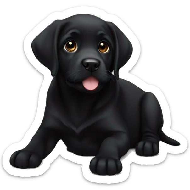 Black Labrador puppy layiny sticker
