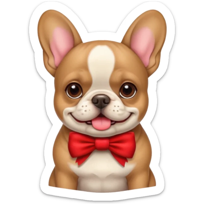 Make an emoji of a French bulldog and add a bow. sticker