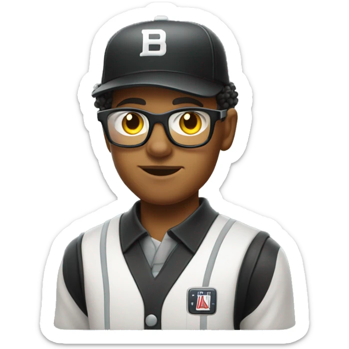 Mulatto umpire confident business young adult cat pfp with smart glasses sticker