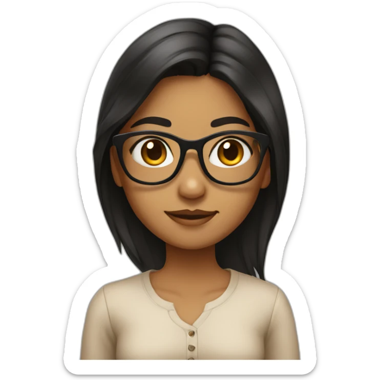 Indian girl with glasses and black to brown hair sticker