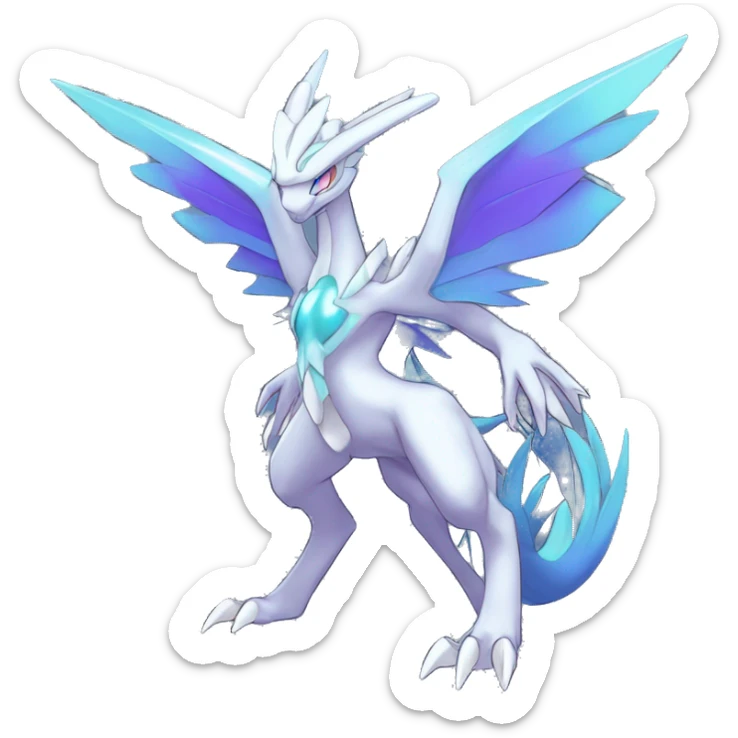  cool edgy shiny colorful godly ethereal Suicune-Dialga-Fakemon full body sticker