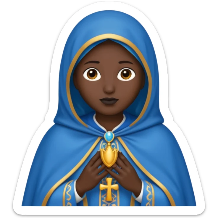 Emoji de nossa senhora Aparecida com manto azul e com a pele preta sticker