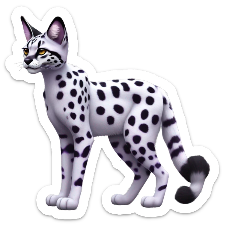 Epic Edgy Colorful Cool Cute Realistic Black White Purple ethereal Serval-Fionbri full body sticker