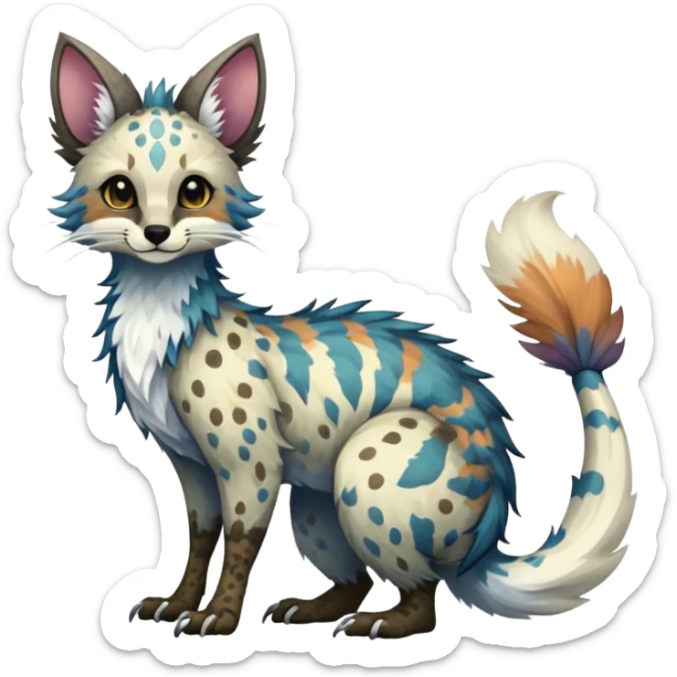 Feral Rare Fantasy Vernid-Trico-species by LiLaiRa, random markings, tufted tail, tufted ears, full body sticker