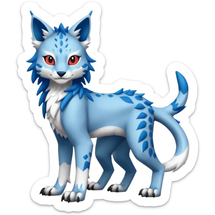 Colorful exotic kawaii edgy cute Lynx-Sergal-Vernid-Fakémon-Pokémon-creature (full body) sticker