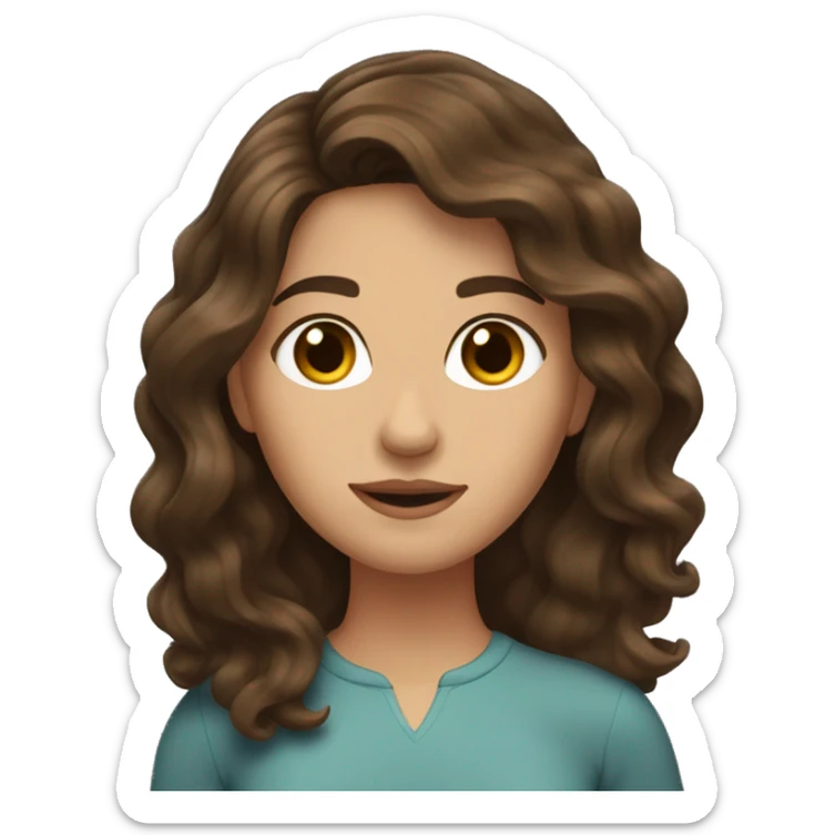 Brunette girl with brown hair with waves at the end of her hair sticker