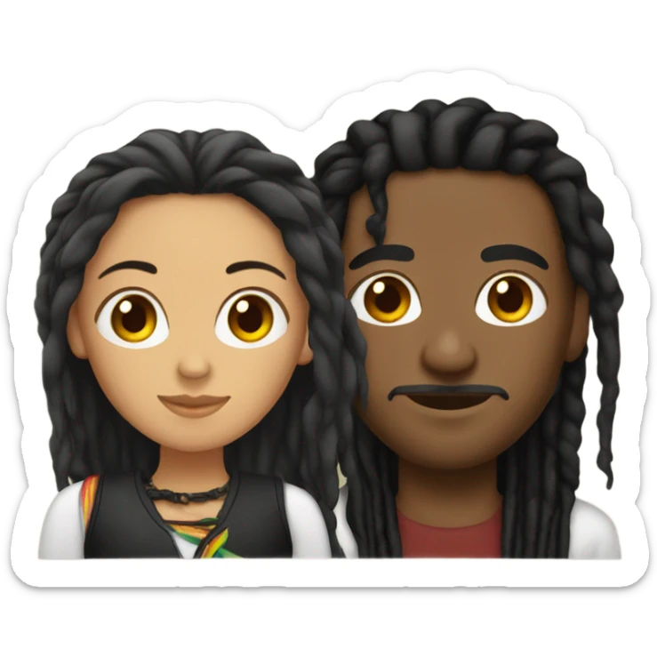 Black guy with dreads and Mexican girl with straight black hair sticker