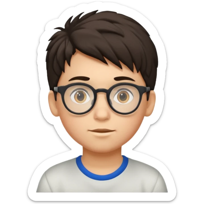 Erstelle mir eine Emoji von einem Jungen. Herkunft: Südamerika, Jung und Gutaussehend, mit durchsichtiger Brille und anderer Frisur  sticker