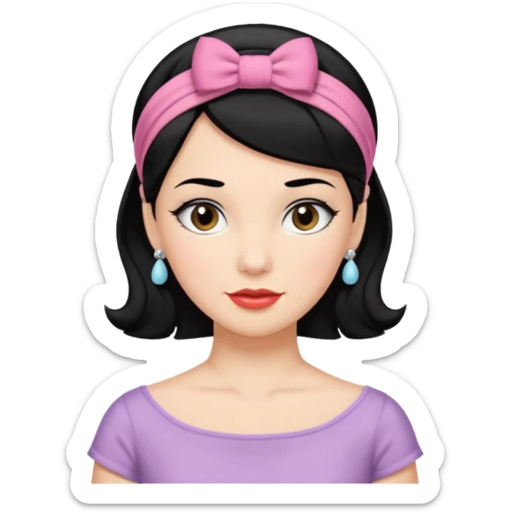 1950s black hair woman with hairnband sticker