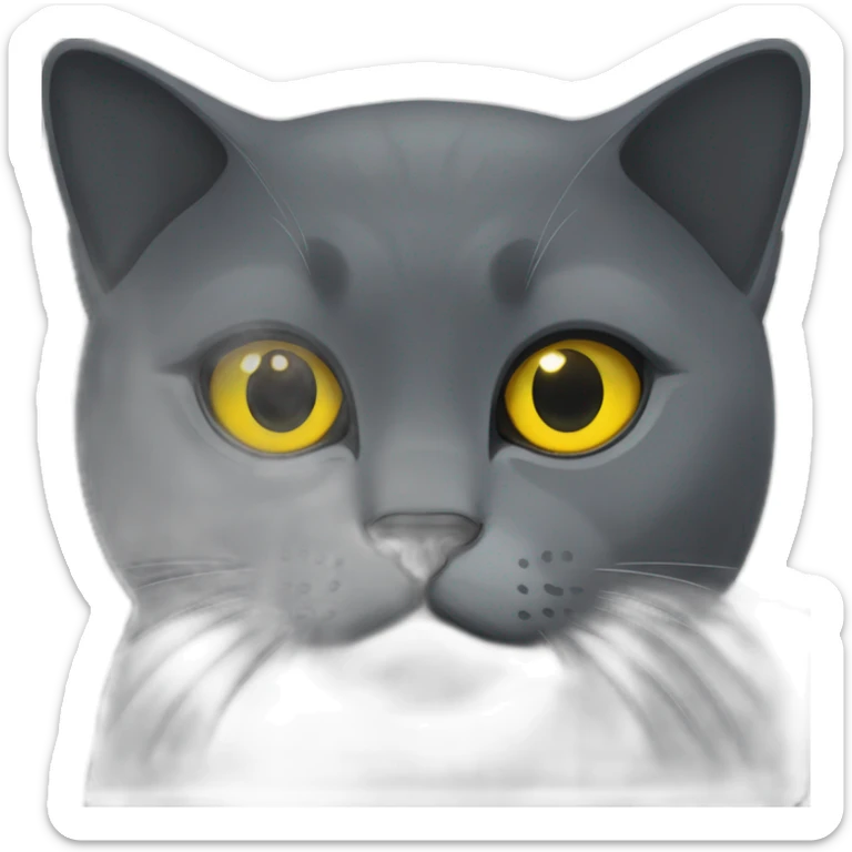 british shorthair cat in the Color dark black smoke with yellow eyes sticker