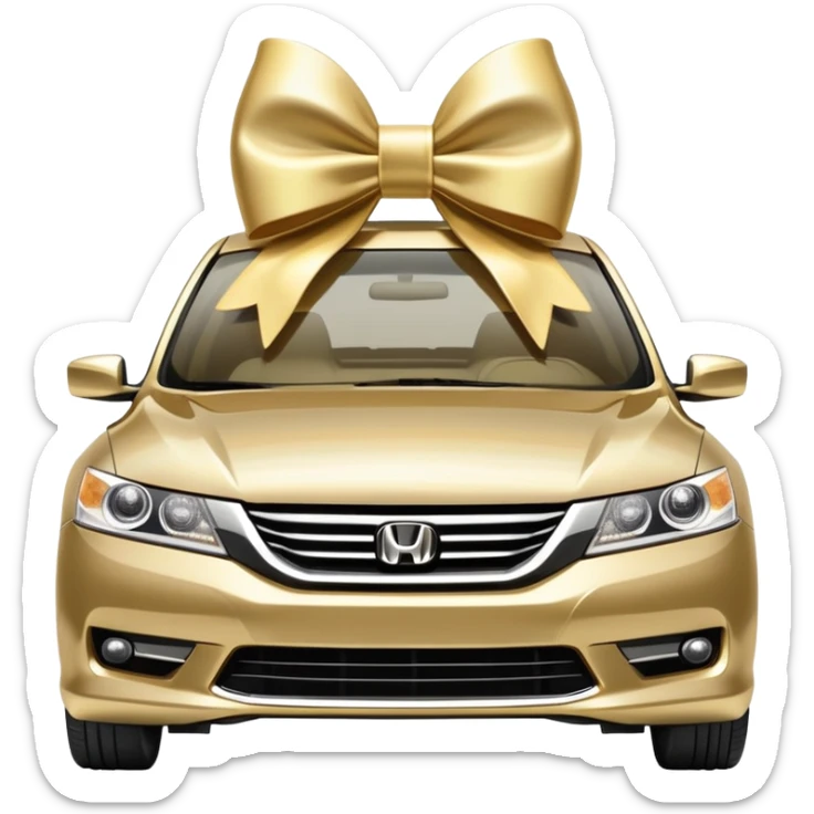 a gold 2014 honda accord but make it cute with a white bow on the top sticker