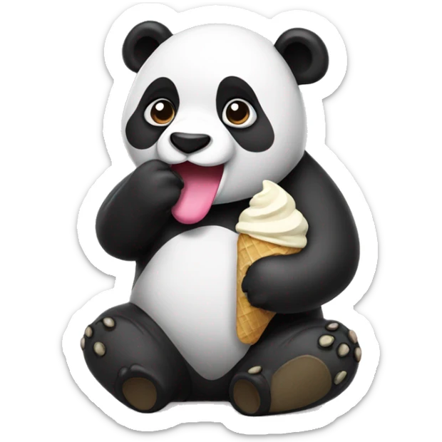 Panda eating ice cream sticker