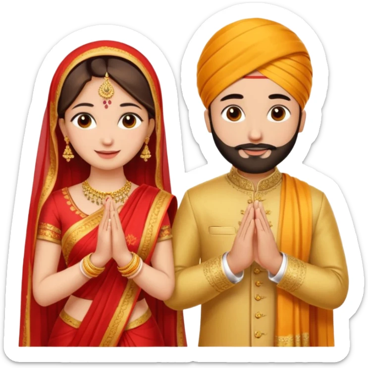 Two hands in a engagement..One hand of groom and one hand of bride. Bride dress - red/yellow saree. groom- light orange punjabi (oonly hands will be visible in the image) sticker