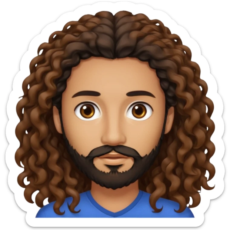 pareja de Mujer morena rizada cabello largo castaño ojos oscuros y hombre piel clara cabello negro con barba  y ojos marron sticker