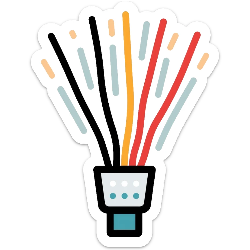 close-up of optical fiber cable filaments showing individual glass strands sticker