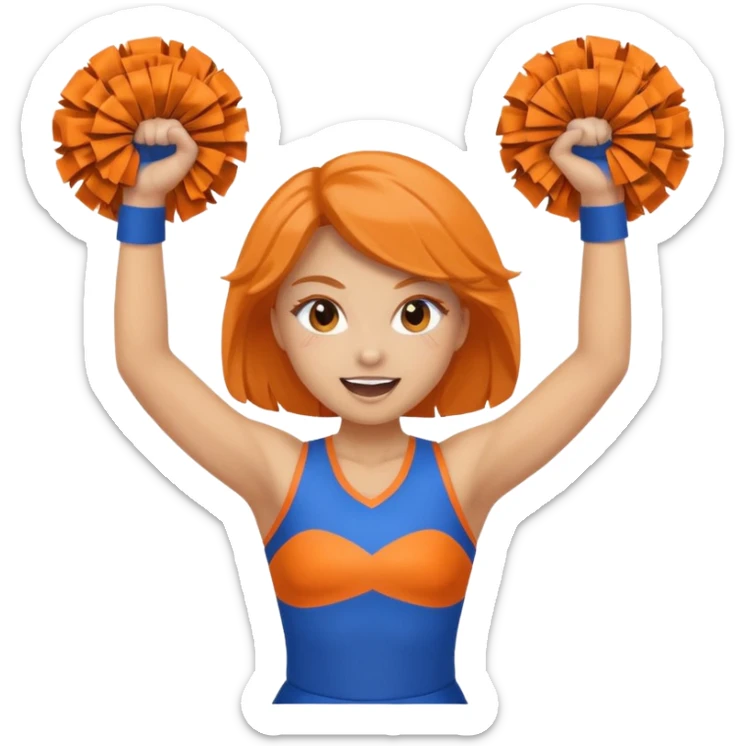 cheerleader  within a circle of shades of orange and blue With her, Boom Boom, and cheering sticker